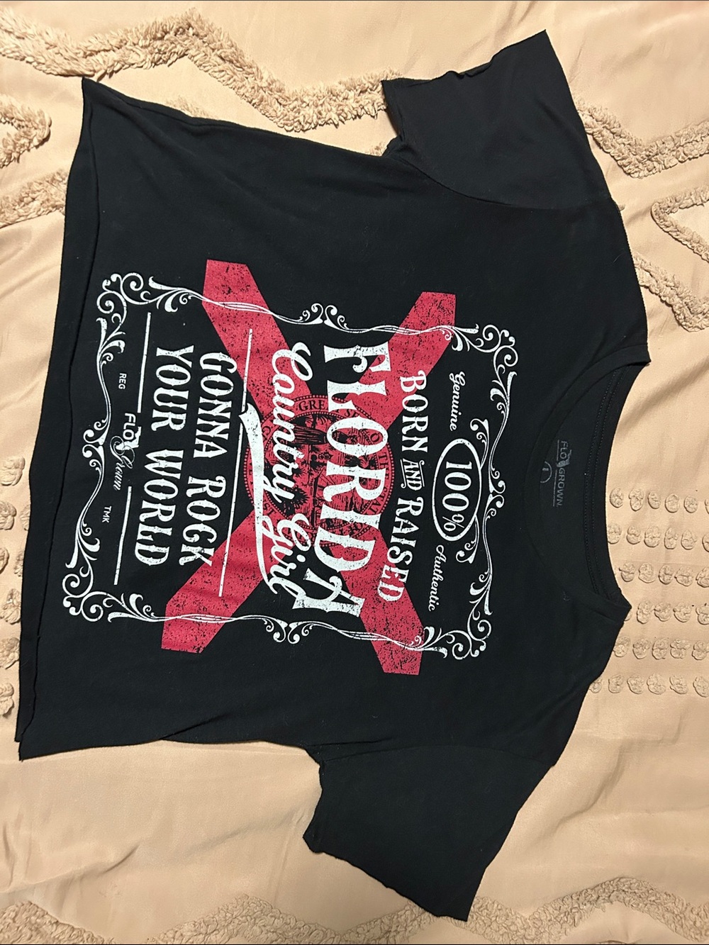 Black Florida Graphic Crop Top - Country Girl